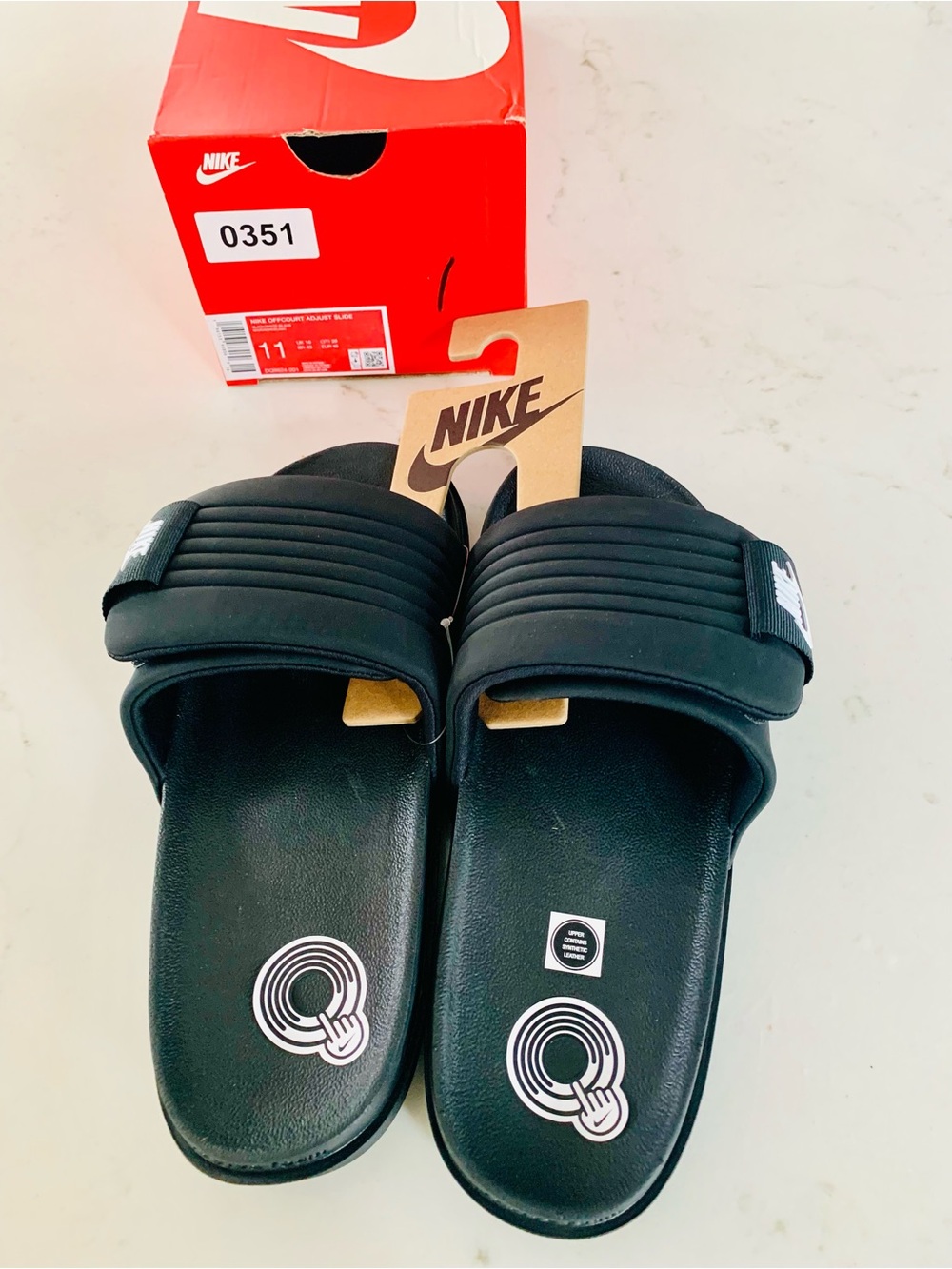 Nike Offcourt Adjust Men’s Slides Black White Sandals Slip On DQ9624-001 Size 11